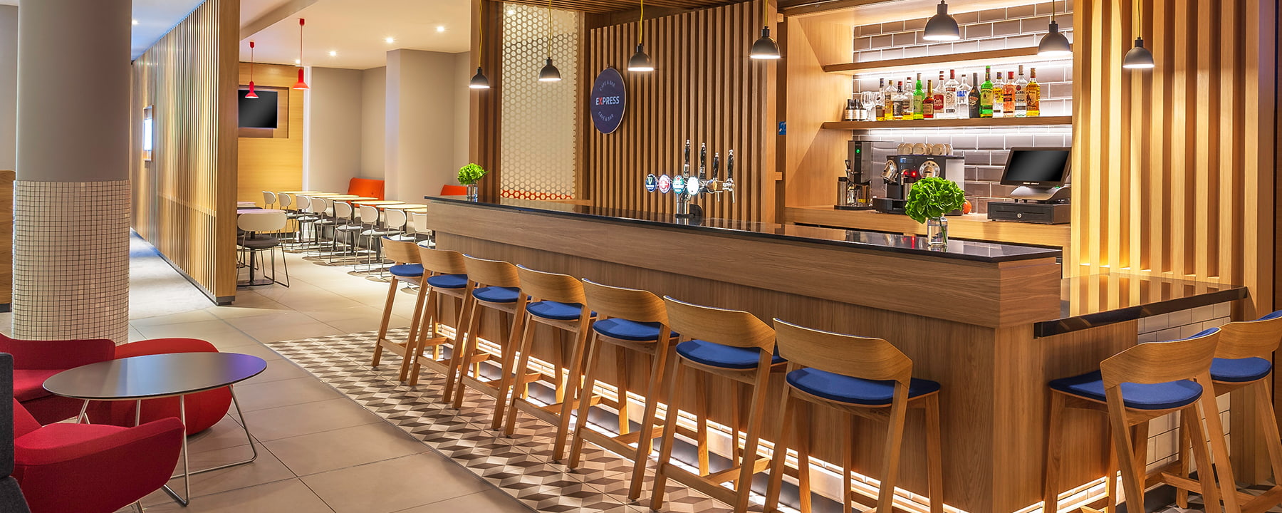 Dublin Airport hotel bar seating area